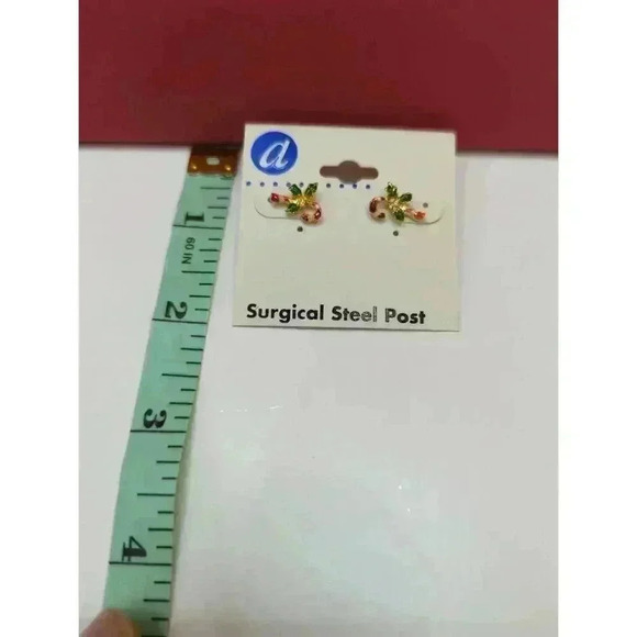 Holiday Cheer Christmas Candy Cane Earrings Studs Surgical Steel Posts 2 Brooch - Picture 6 of 7